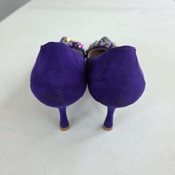 Betsey Johnson Purple Suede Heels Jeweled Bow Pumps Shoes Size 7.5M, NYE SALE - Picture 3 of 5